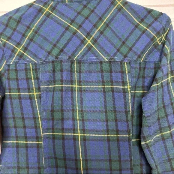 G21 Plaid  Shirt Button-Up Blue/Green/Yellow Size Medium - Picture 15 of 16